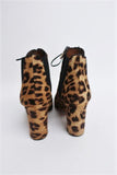 Aquazzura Ankle Boots Victoria Leopard Print Calf Hair Size 37 Lace-Up Booties - Celebrity Owned