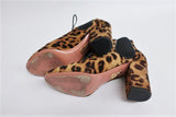 Aquazzura Ankle Boots Victoria Leopard Print Calf Hair Size 37 Lace-Up Booties - Celebrity Owned
