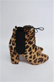 Aquazzura Ankle Boots Victoria Leopard Print Calf Hair Size 37 Lace-Up Booties - Celebrity Owned