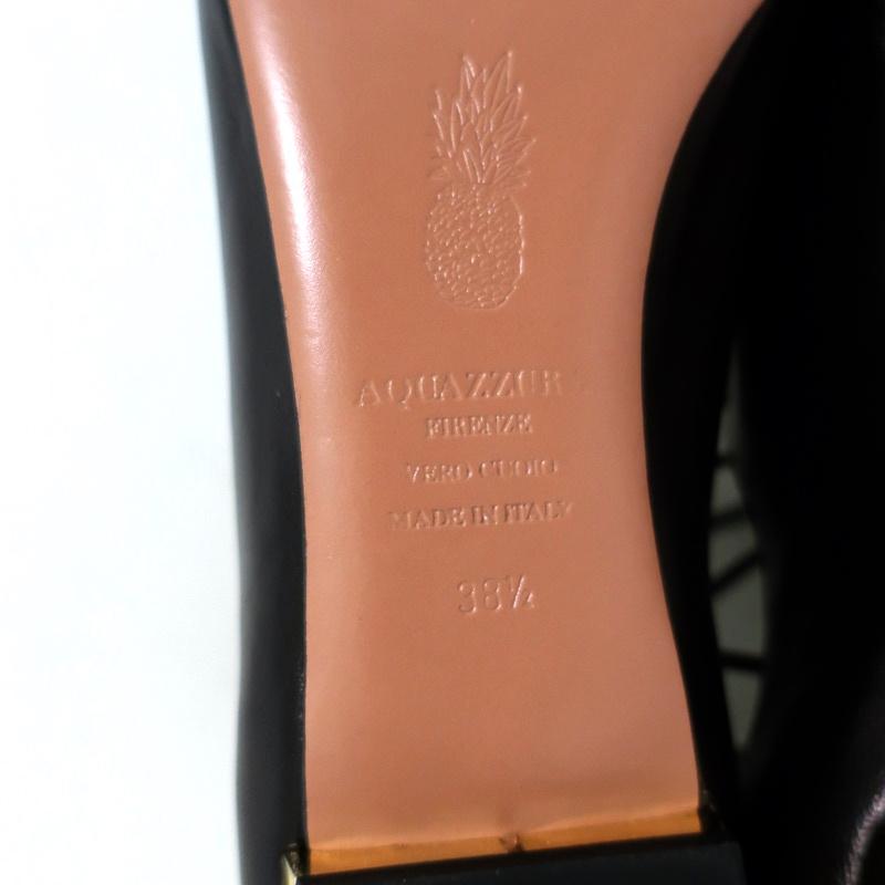 Aquazzura Christy Lace-Up Flats Black Leather Size 38.5 NEW - Celebrity Owned