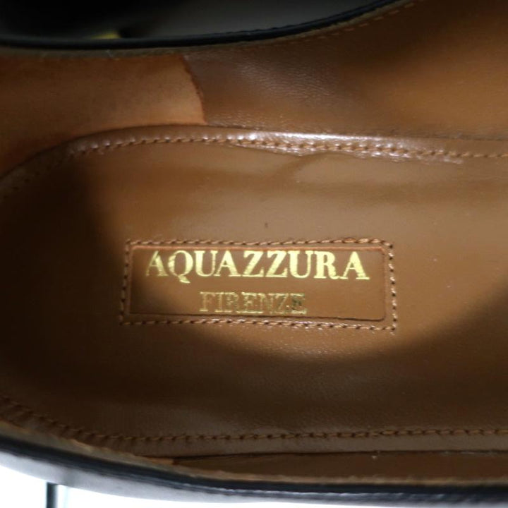 Aquazzura Christy Lace-Up Flats Black Leather Size 38.5 NEW - Celebrity Owned