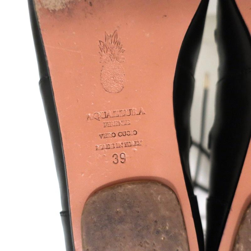 Aquazzura J’Adore Lace-Up Sandals Black Leather Size 39 Open Toe Flats - Celebrity Owned