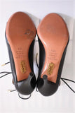 Aquazzura Lace-Up Sandals Christy Black Leather Size 36.5 Open Toe Heel - Celebrity Owned