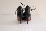 Aquazzura Lace-Up Sandals Christy Black Leather Size 36.5 Open Toe Heel - Celebrity Owned