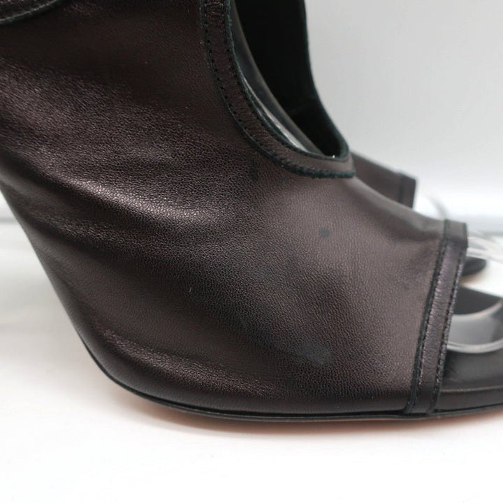 Aquazzura Sexy Thing Cutout Booties Black Leather Size 38 Open Toe Heels - Celebrity Owned