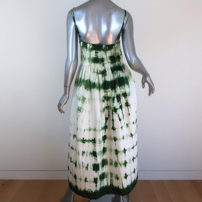 Arizona Love Button-Front Midi Dress White/Green Tie Dye Cotton Twill Size Small - Celebrity Owned