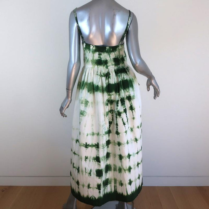 Arizona Love Button-Front Midi Dress White/Green Tie Dye Cotton Twill Size Small - Celebrity Owned