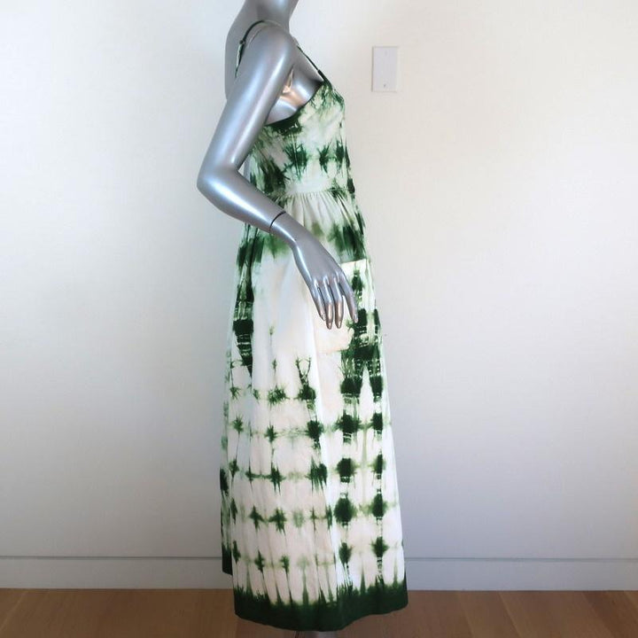 Arizona Love Button-Front Midi Dress White/Green Tie Dye Cotton Twill Size Small - Celebrity Owned