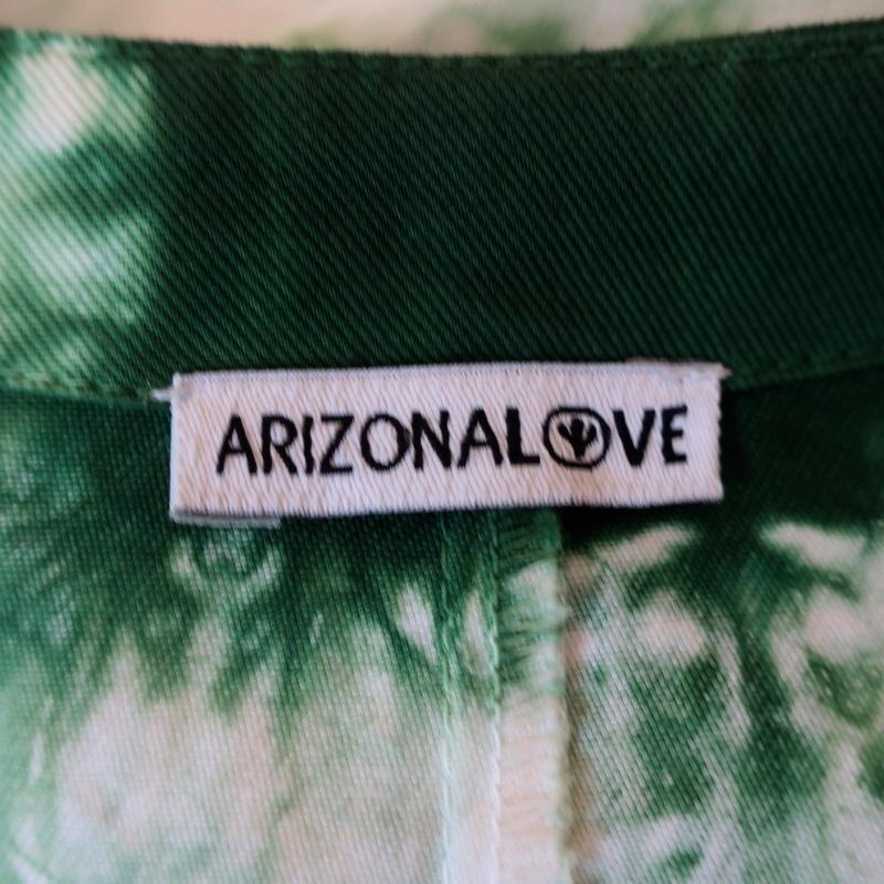 Arizona Love Button-Front Midi Dress White/Green Tie Dye Cotton Twill Size Small - Celebrity Owned