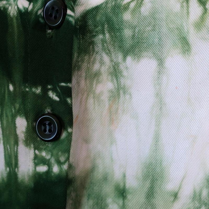 Arizona Love Button-Front Midi Dress White/Green Tie Dye Cotton Twill Size Small - Celebrity Owned