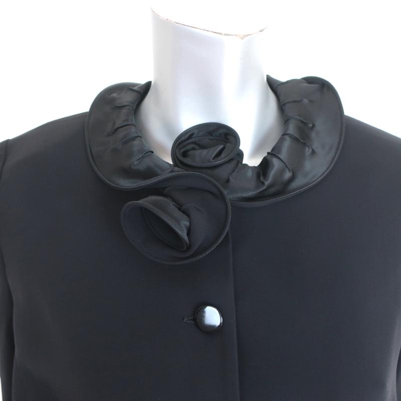 Armani Collezioni Jacket Black Satin-Trim Silk Crepe Size 12 - Celebrity Owned