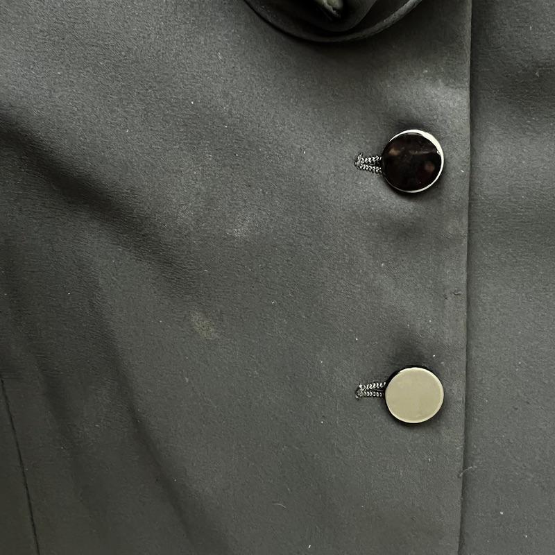 Armani Collezioni Jacket Black Satin-Trim Silk Crepe Size 12 - Celebrity Owned