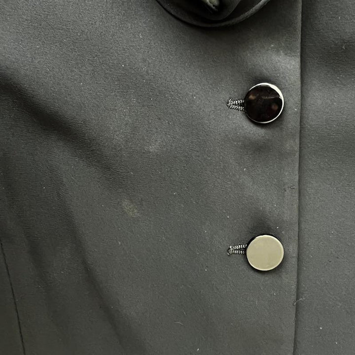 Armani Collezioni Jacket Black Satin-Trim Silk Crepe Size 12 - Celebrity Owned
