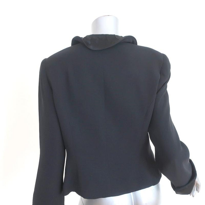 Armani Collezioni Jacket Black Satin-Trim Silk Crepe Size 12 - Celebrity Owned
