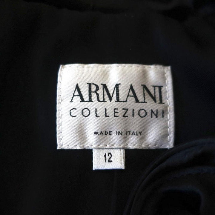 Armani Collezioni Jacket Black Satin-Trim Silk Crepe Size 12 - Celebrity Owned