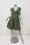 Aspesi Dress Olive Pleated Cotton Size 44 Cap Sleeve Fit & Flare