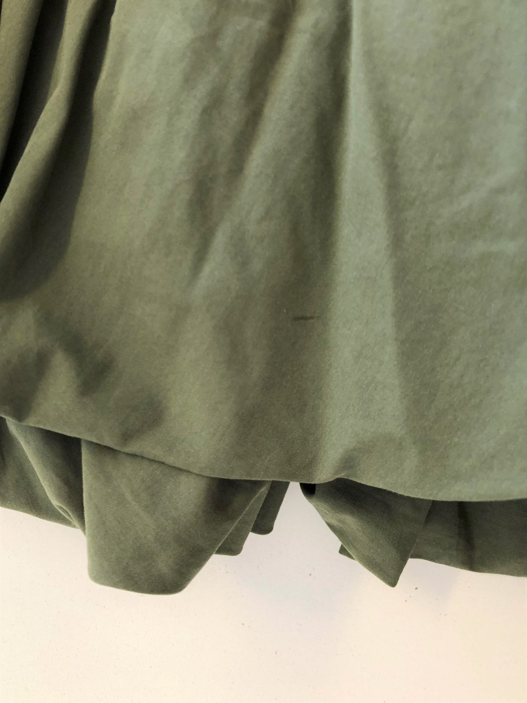 Aspesi Dress Olive Pleated Cotton Size 44 Cap Sleeve Fit &amp; Flare - Celebrity Owned