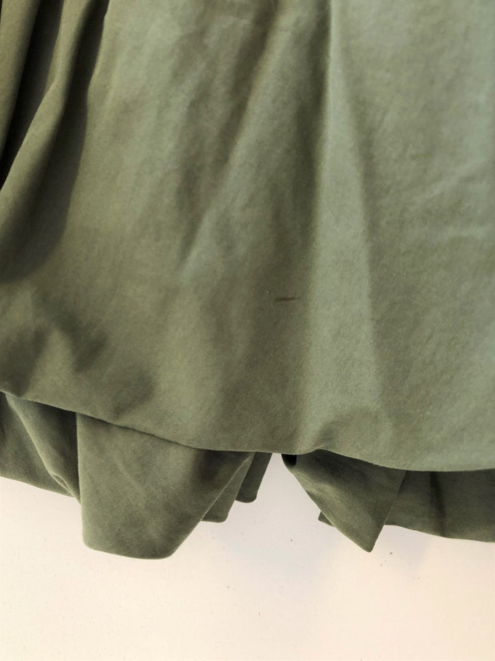 Aspesi Dress Olive Pleated Cotton Size 44 Cap Sleeve Fit &amp; Flare - Celebrity Owned