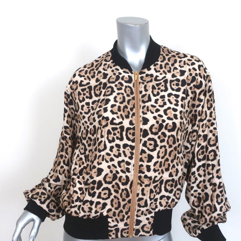 ATM Anthony Thomas Melillo Bomber Jacket Leopard Print Silk Size Large - Celebrity Owned
