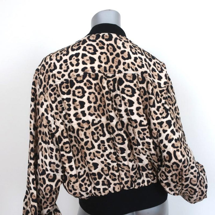 ATM Anthony Thomas Melillo Bomber Jacket Leopard Print Silk Size Large - Celebrity Owned
