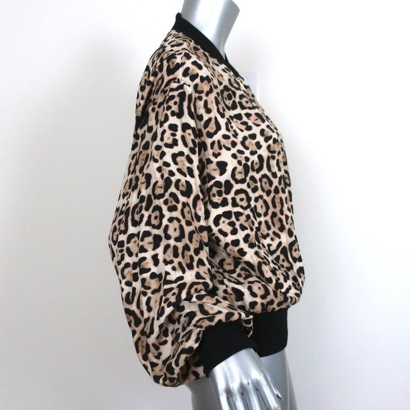 ATM Anthony Thomas Melillo Bomber Jacket Leopard Print Silk Size Large - Celebrity Owned