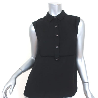 ATM Anthony Thomas Melillo Sleeveless Tuxedo Shirt Black Size Extra Small NEW - Celebrity Owned