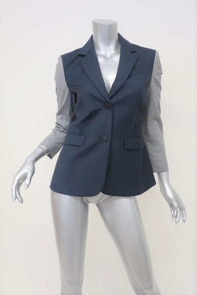 ATM Anthony Thomas Melillo Square Front Sport Blazer Navy/Gray Jacket Size 4 - Celebrity Owned