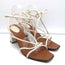 ATP Atelier Ankle Wrap Sandals Andria Cream Leather Size 41 Open Toe Heels
