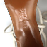 ATP Atelier Ankle Wrap Sandals Andria Cream Leather Size 41 Open Toe Heels - Celebrity Owned