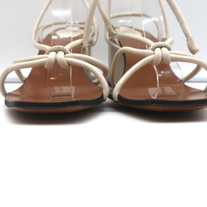 ATP Atelier Ankle Wrap Sandals Andria Cream Leather Size 41 Open Toe Heels - Celebrity Owned