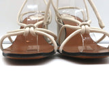 ATP Atelier Ankle Wrap Sandals Andria Cream Leather Size 41 Open Toe Heels - Celebrity Owned
