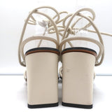ATP Atelier Ankle Wrap Sandals Andria Cream Leather Size 41 Open Toe Heels - Celebrity Owned