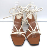 ATP Atelier Ankle Wrap Sandals Andria Cream Leather Size 41 Open Toe Heels - Celebrity Owned