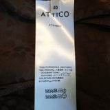 Attico Wrap Dress Brown Animal Print Silk Jacquard Size 40 Puff Sleeve Midi - Celebrity Owned