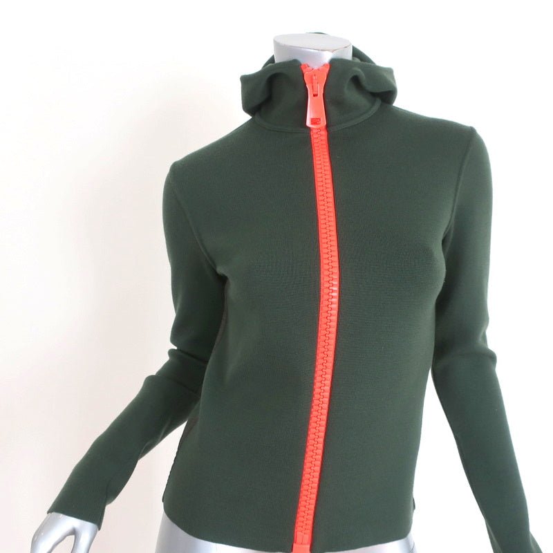 Authier Zip-Up Hoodie Jacket Green Wool Knit Size 40 – Celebrity Owned