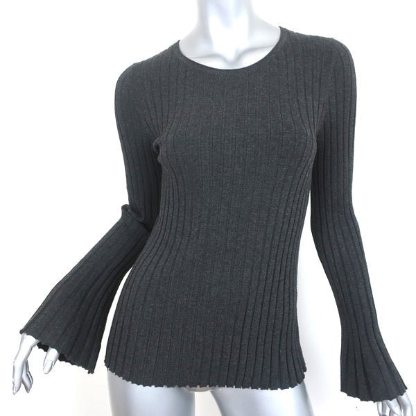 Bailey 44 Bell Sleeve Sweater Enchanted Forest Dark Gray Rib Knit