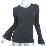 Bailey 44 Bell Sleeve Sweater Enchanted Forest Dark Gray Rib Knit Size Medium - Celebrity Owned