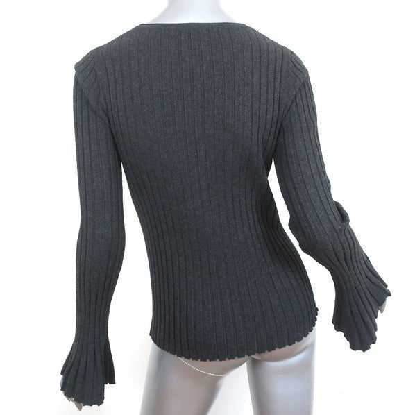 Bailey 44 Bell Sleeve Sweater Enchanted Forest Dark Gray Rib Knit Size Medium - Celebrity Owned
