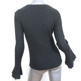 Bailey 44 Bell Sleeve Sweater Enchanted Forest Dark Gray Rib Knit Size Medium - Celebrity Owned