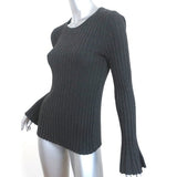 Bailey 44 Bell Sleeve Sweater Enchanted Forest Dark Gray Rib Knit Size Medium - Celebrity Owned