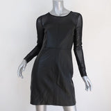 Bailey 44 Dress Black Faux Leather & Mesh Size Small Long Sleeve Mini - Celebrity Owned