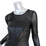 Bailey 44 Dress Black Faux Leather & Mesh Size Small Long Sleeve Mini - Celebrity Owned
