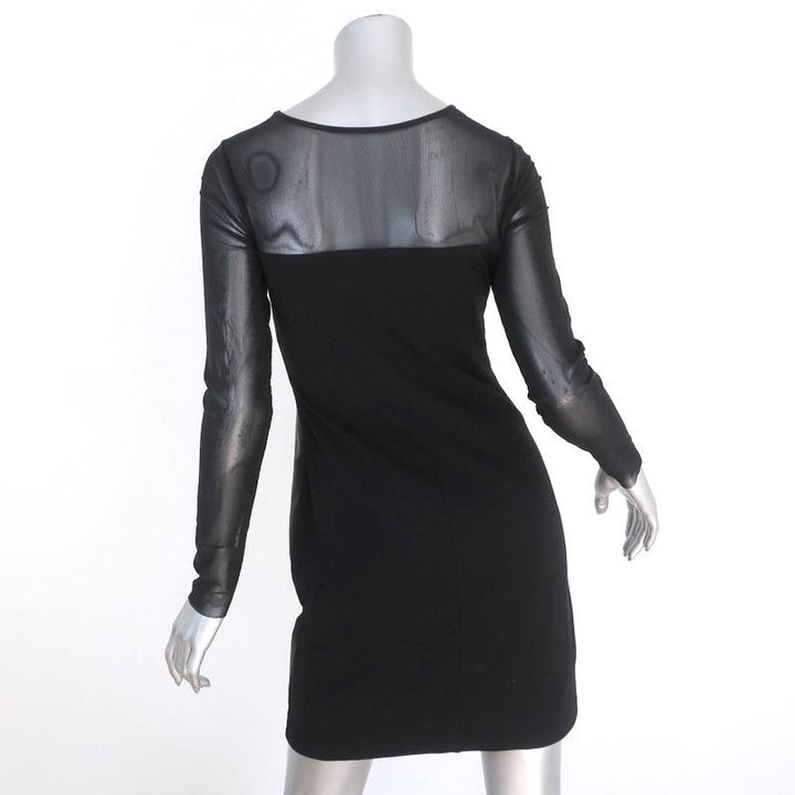 Bailey 44 Dress Black Faux Leather &amp; Mesh Size Small Long Sleeve Mini - Celebrity Owned