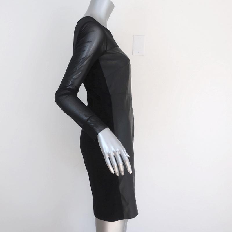 Bailey 44 Dress Black Faux Leather &amp; Mesh Size Small Long Sleeve Mini - Celebrity Owned