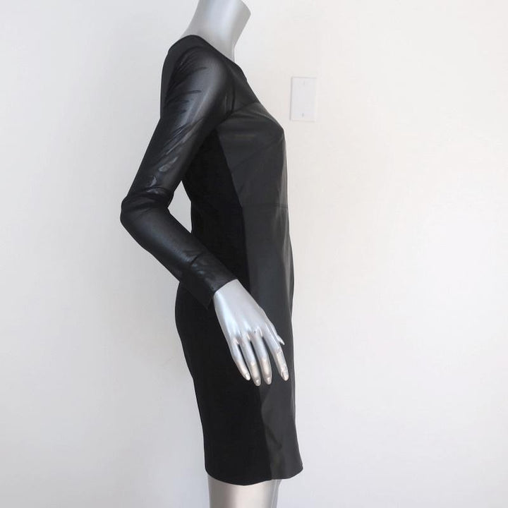 Bailey 44 Dress Black Faux Leather &amp; Mesh Size Small Long Sleeve Mini - Celebrity Owned