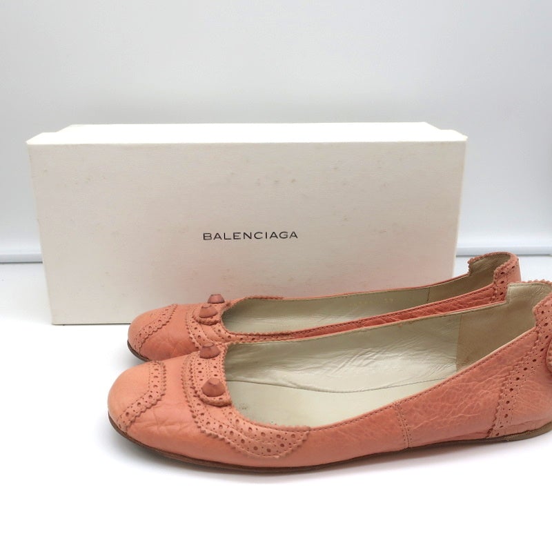 Balenciaga Arena Brogue-Trim Ballet Flats Vieux Rose Pink Leather Size 39 - Celebrity Owned
