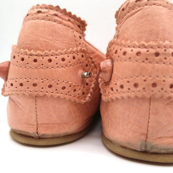 Balenciaga Arena Brogue-Trim Ballet Flats Vieux Rose Pink Leather Size 39 - Celebrity Owned