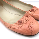 Balenciaga Arena Brogue-Trim Ballet Flats Vieux Rose Pink Leather Size 39 - Celebrity Owned