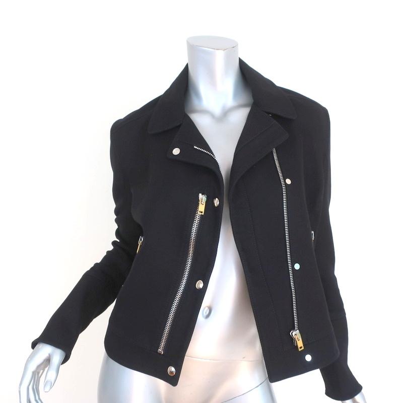 Balenciaga Biker Jacket Black Cotton Twill Size 38 Motorcycle Jacket - Celebrity Owned