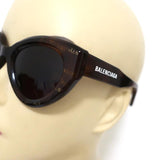 Balenciaga Cat Eye Sunglasses Logo Print Tortoise Shell BB0073S 002 - Celebrity Owned